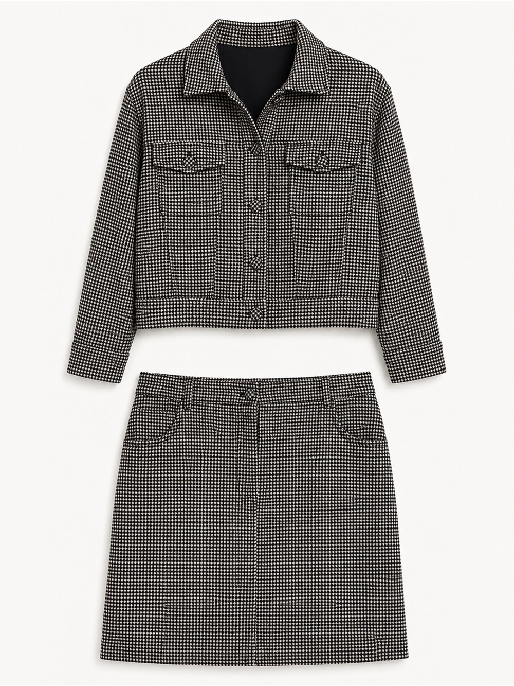 Cupcakes & Cashmere Houndstooth Wool Jacket Mini Skirt Set BNWT L 12